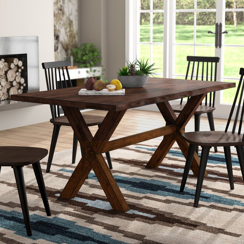 Millwood Pines Tiggs Solid Wood Dining Table & Reviews | Wayfair